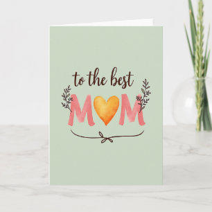 Best Mom Golden Heart Art Card