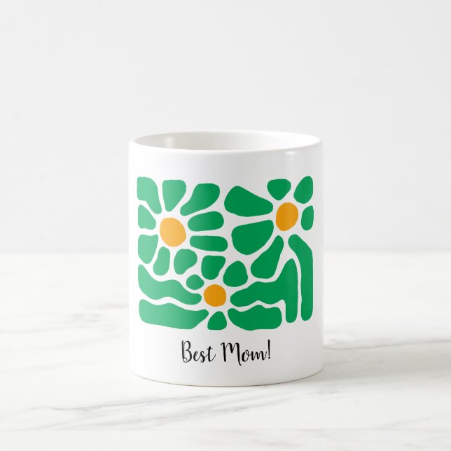 Best Mom Green Flower Personalized Green Mug (Center)