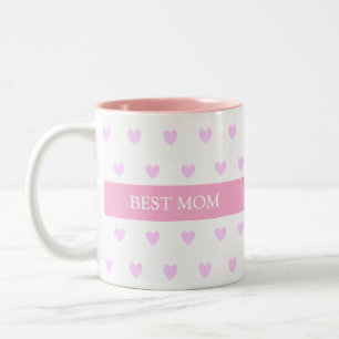 Best Mom Hearts on White Two-Tone Coffee Mug