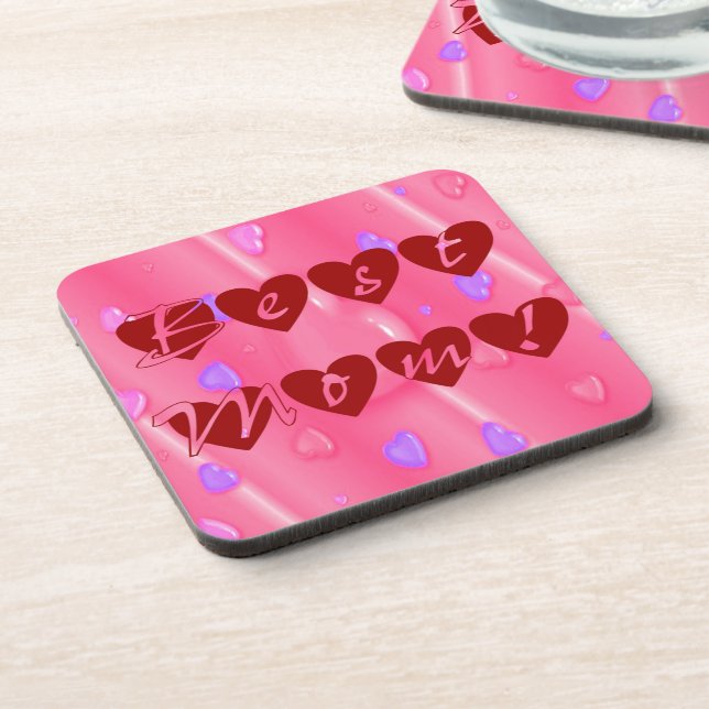 Best Mom in Hearts Coaster (Left Side)