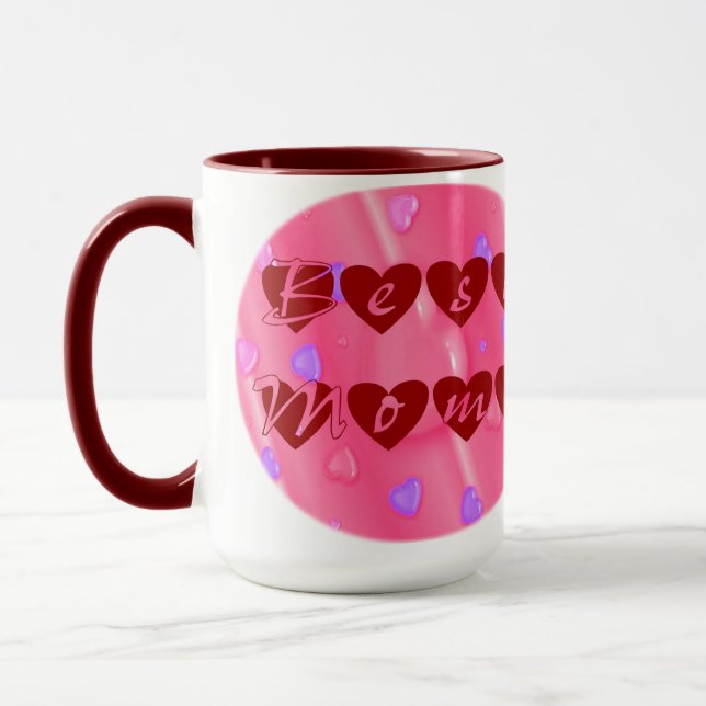 Best Mom in Hearts Mug (Left)