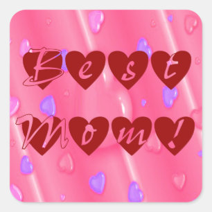 Best Mom in Hearts Square Sticker