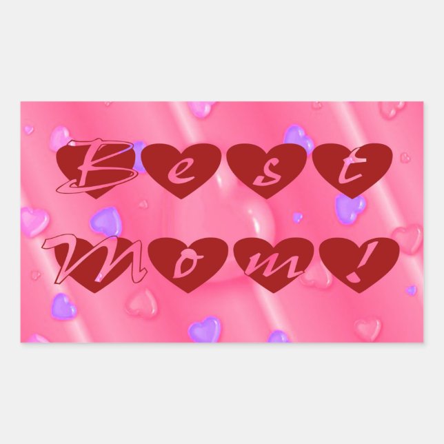 Best Mom in Hearts Sticker (Front)