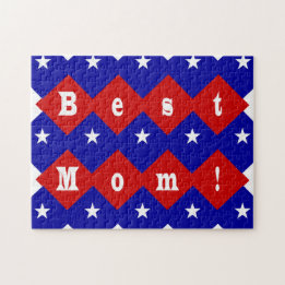 Best Mom in Patriotic Diamond Shape Jigsaw Puzzle