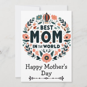 Best Mom in the World Floral Wreath - Mother's Day Invitation