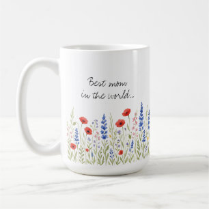 Best Mom in the World Mug with Colourful Wildflowe