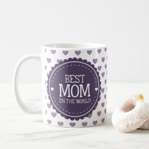 Best Mom in the World Violet Hearts and Circle Coffee Mug