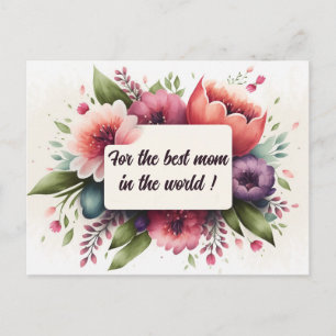 Best Mom in the World with Bright Blossoms Postcard