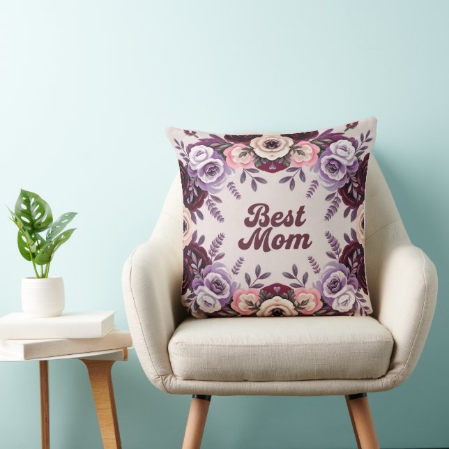 Best Mom Lavender Throw Pillow (Chair)