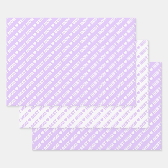 Best Mom Lilac and White Wrapping Paper Sheets (Set)