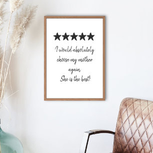 Best Mom Love 5 Star Review Custom Text Poster