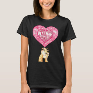 Best Mom Mama Giraffe Baby Giraffe Snugging Heart T-Shirt