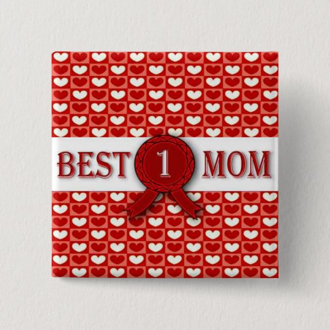 Best Mom Medal 2 Inch Square Button (Front)