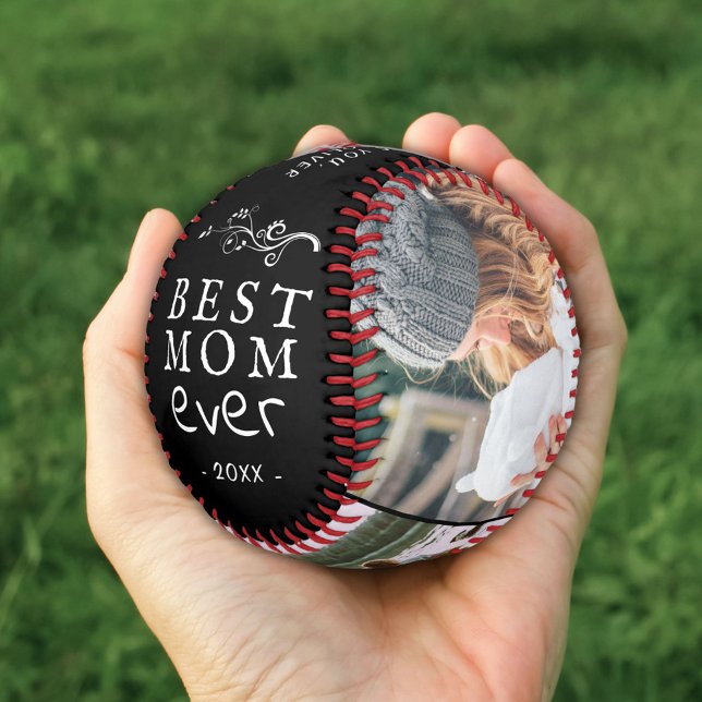 Best Mom Modern Foliage 3 Custom Photos Mother Baseball (Creator Uploaded)