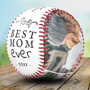 Best Mom Modern Foliage 3 Custom Photos Mother  Baseball