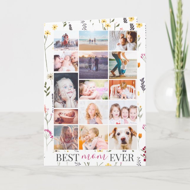 Best mom mother day 15 photo pressed flowers card (Front)