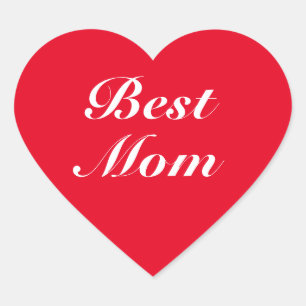 Best Mom, Mother, Mother's day, red Heart Sticker