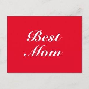 Best Mom, Mother, Mother's day, red white Postcard