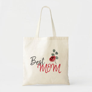 Best Mom Mother`s Day Watercolor Floral Tote Bag