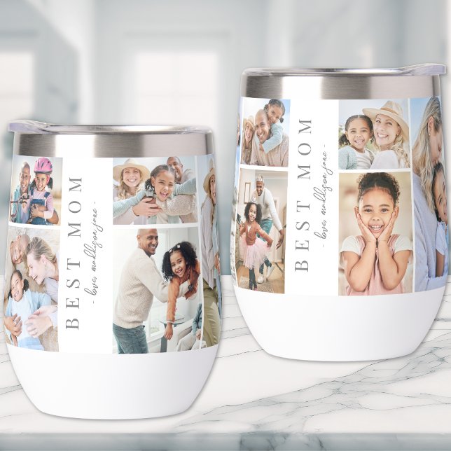Best Mom Mother's Day Photo (Mom Photo Collage Thermal Wine Tumbler )
