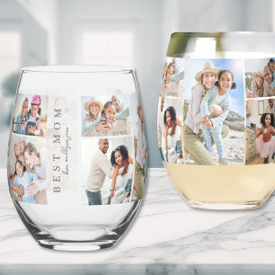Best Mom Mother's Day Photo Stemless Wine Glass