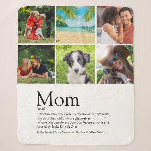 Best Mom, Mum, Mama Definition 6 Photo Collage Sherpa Blanket