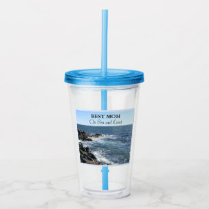 Best Mom On Sea and Land Blue Atlantic Ocean Cute Acrylic Tumbler