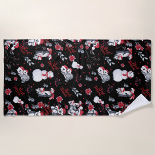 Best Mom Penguin Christmas pattern Beach Towel