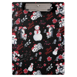 Best Mom Penguin Christmas pattern Clipboard