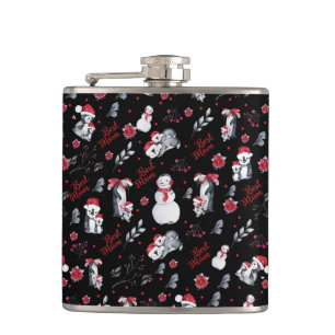 Best Mom Penguin Christmas pattern Hip Flask