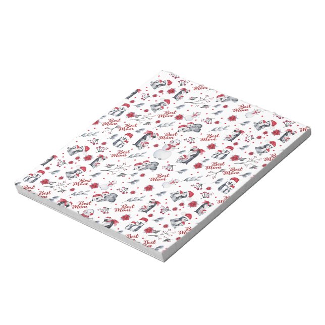 Best Mom Penguin Christmas pattern Notepad (Rotated)