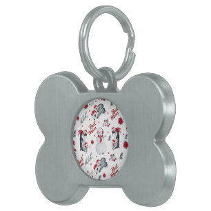 Best Mom Penguin Christmas pattern Pet ID Tag