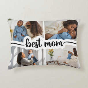 Best Mom Personalized 4 Photo Collage Accent Pillow