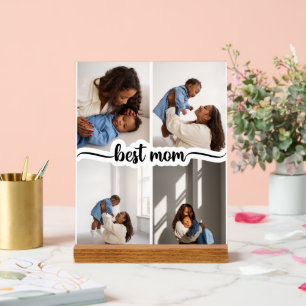 Best Mom Personalized 4 Photo Collage Acrylic Sign