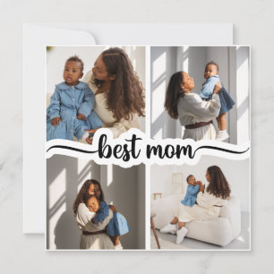 Best Mom Personalized 4 Photo Collage Card