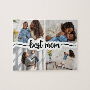 Best Mom Personalized 4 Photo Collage Jigsaw Puzzle