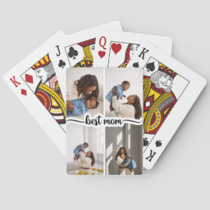Best Mom Personalized 4 Photo Collage Playing Cards