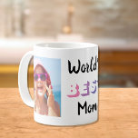Best Mom Personalized Photos Pink Purple Coffee Mug<br><div class="desc">A fun gift for the best mother ever,  this mug features two family photos and "World's Best Mom" in cool pink and purple typography. You can easily personalize "mom" to how she is addressed (e.g.,  mama,  mommy,  etc.).</div>