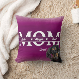 Best Mom Personalized three names plus dog Throw Pillow