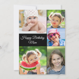 Best Mom Photo Collage Birthday Flat Card