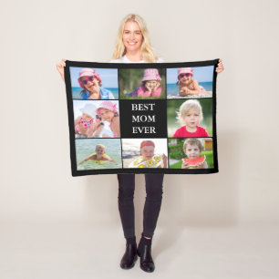 Best Mom Photo Collage Fleece Blanket