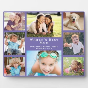 Best Mom Photo Collage Purple Plaque