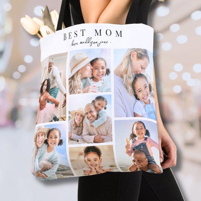 Best Mom Photo Collage Tote Bag (Best Mom Photo Collage Tote Bag)