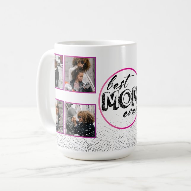 Best Mom Photo & Glitter design Coffee Mug (Front Left)
