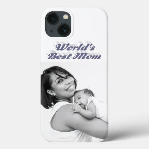 Best Mom photo grey text iPhone 13 Case