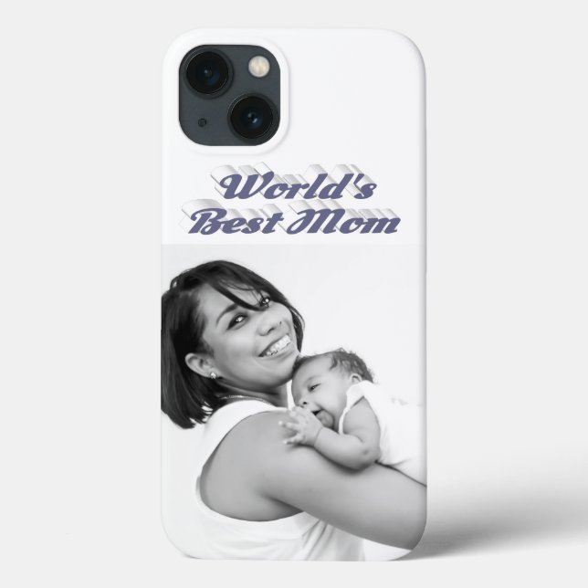 Best Mom photo grey text Case-Mate iPhone Case (Back)