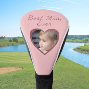 Best Mom Pink Hearts Custom Kids Photo Golf Head Cover