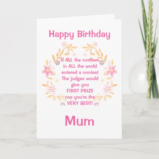 Best Mom Poem Happy Birthday Card (Front)