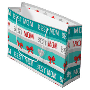 Best Mom Pop Art Hearts & Bows Retro Large Gift Bag