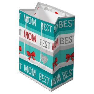 Best Mom Pop Art Hearts & Bows Retro Medium Gift Bag